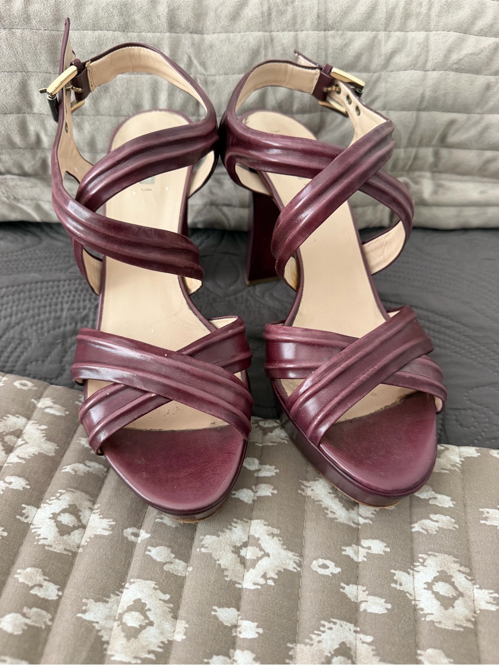 Georgio Armani Women's Strappy High Heel Sandals In Burgundy